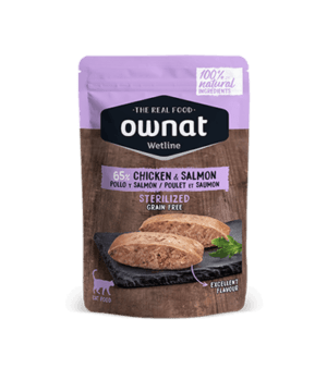 Ownat Wetline Esterilizado Frango e Salmão Ração Húmida para Gatos